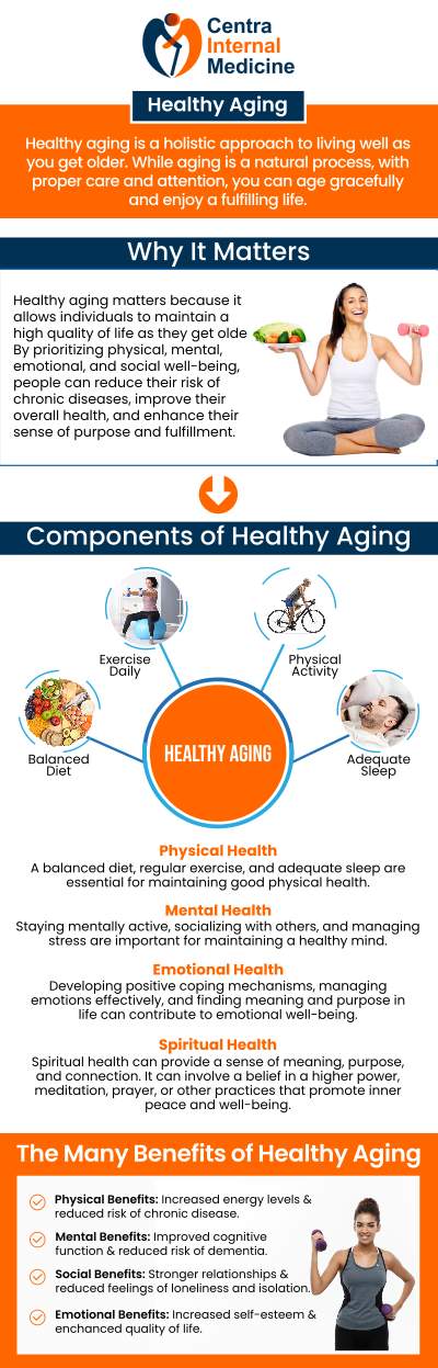 Healthy aging is essential for maintaining physical and mental well-being as we age. Dr. Manish Sahni, MD, specializes in providing personalized care to support healthy aging, offering expert strategies to manage age-related health concerns. With his guidance, you can adopt a proactive approach to aging well and enjoy a higher quality of life. For more information, please contact us or schedule an appointment online. We have convenient locations in Sun City, AZ, Phoenix, AZ, Prescott, AZ, and Buckeye, AZ.